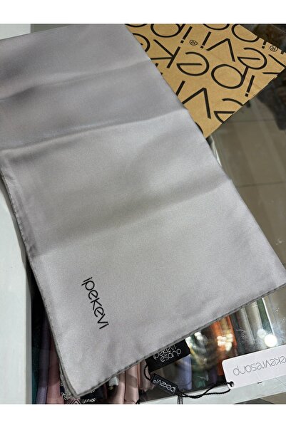 ipekevi Plain Twill Silk Scarf Silver 01116