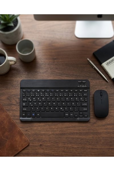 Wireless Klavye Mouse Seti Bluetooth Bağlantılı İnce Tasarım Sessiz Kullanım