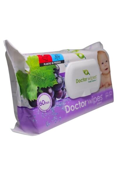 Dr.Wipe Υγρά μαντηλάκια με εκχύλισμα σταφυλιού, πλαστικό καπάκι, 60 τεμάχια, ...