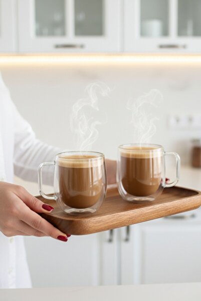 Ercazzo Set of 2 Double Walled Glass Mugs 350ml Heat Resistant Espresso Coffe...