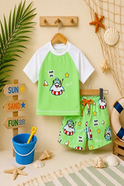 DeKuBaby New Season Cute Character Printed Two-Piece Diving Fabric -Uv Protec...
