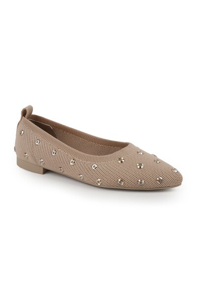 Libero Women's Stoned Knitwear Ballerina Pointed Toe Flexible Comfortable Tpu...
