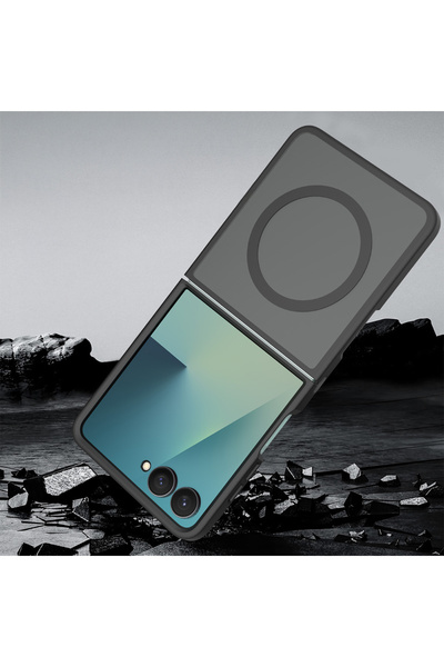 UnDePlus Galaxy Z Flip 7 Kılıf M-Safe Şarj Özellikli Kamera Koruma Çerçeveli Lunex Kapak