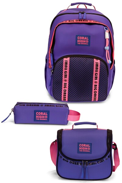 Coral High Purple 3-Piece School Bag Set Set0124409