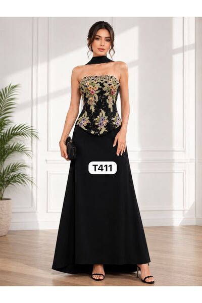tasmim kian black evening dress