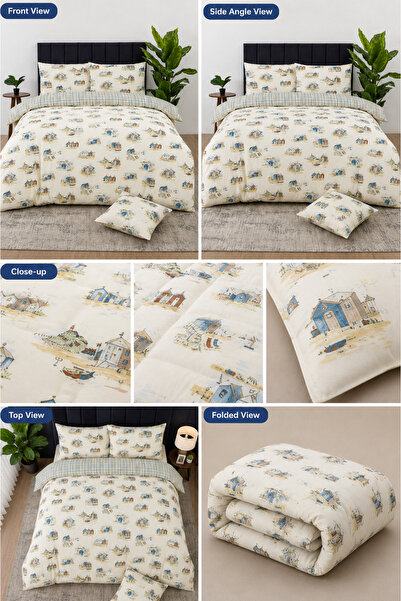 Soft Touch Premium Coastal Cabin Printed Comforter Set King Size 260 x 240 cm...