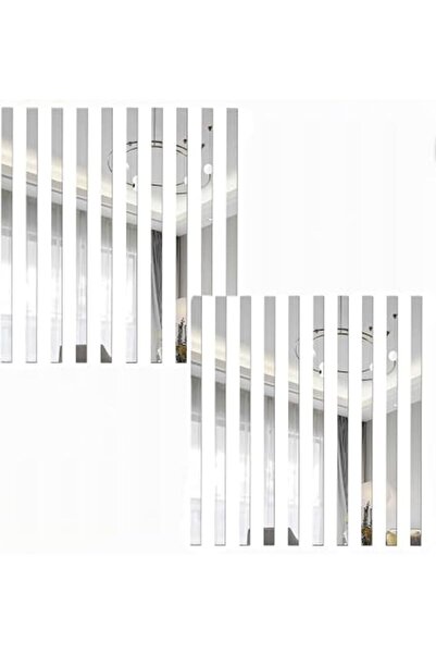 The Bros 20Pcs Sliver Mirror Wall Stickers Striped Design Art Tile Decal DIY ...