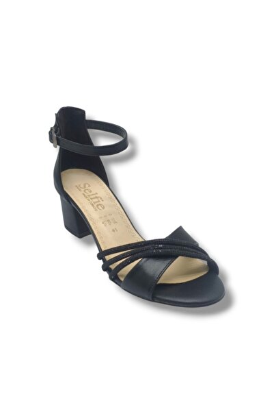 SELFİE 4265-26 Skin Stone Cross Strap Medium Heel Large Size Women's Sandals ...