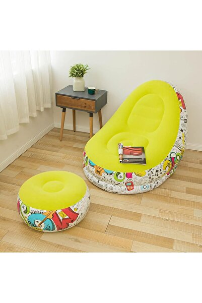 Vivendo Scaun gonflabil cu taburet, model grafitti 116 x 96 x 83 cm