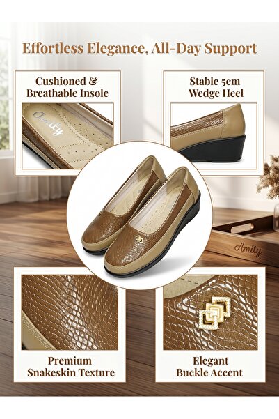 Dhiaa Walk Orthopedic Comfort Wedge Pumps: Long-time Standing Support & Anti-...