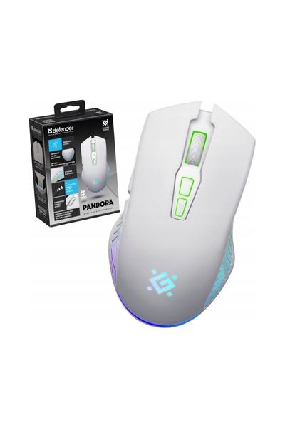 Defender's Mouse wireless Defender PANDORA GM-502 optic 3200dpi alb RGB cu ac...