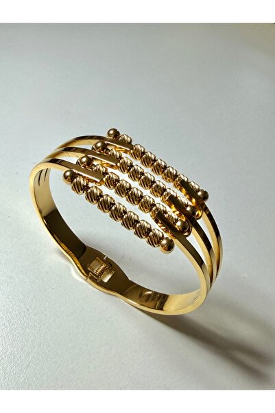 LUMİCOTAKI Steel Non-Slip Ribbed Model Clamp Bracelet |   Gift Boxed