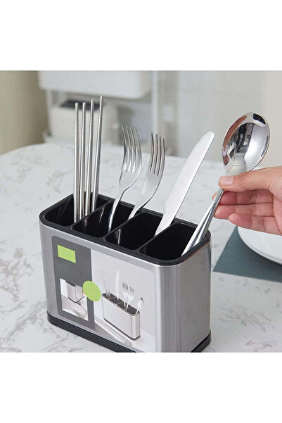Vivendo Suport tacamuri, Inox, 4 compartimente, Argintiu