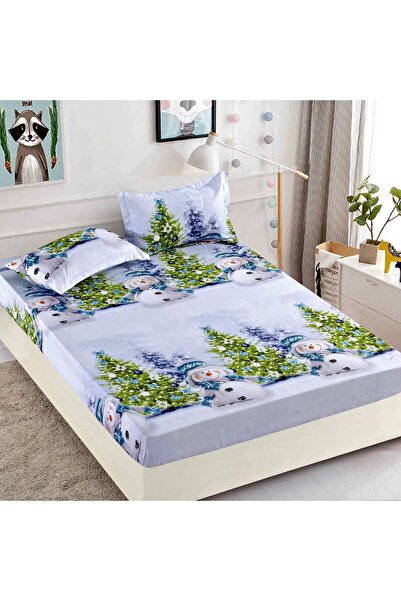 Vivendo Husa de Pat cu Elastic din Bumbac Finet + 2 Fete de Perna, Pat 2 Pers...