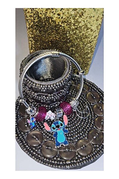 Stitch Generic Blue Cartoon Character Charm Bracelet Adjustable Metal Bangle ...