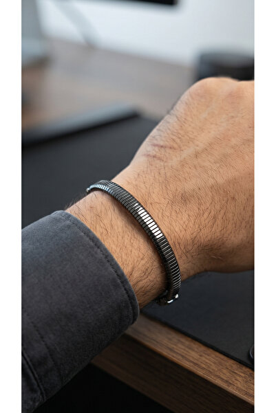 Valmont Accessories Black Hematite Look Modern Design Adjustable Men's Bracelet
