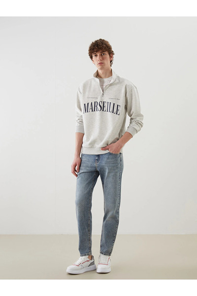 LC Waikiki White Stand Collar Men's Sweatshirt