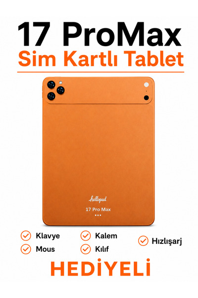 asfteknoloji 17ProMax Sim Kartlı Resmi Kayıtlı 10inç Full Set Hediyeli Tablet