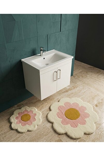 Nova Hobi Atölyesi 2’li Papatya Desenli Tufting Banyo Paspası Kaydırmaz Taban...