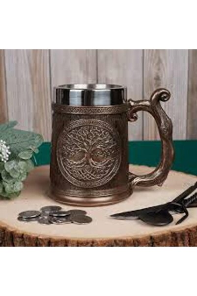Vivendo Halba bere stil viking Tree of Life 600 ml interior inox