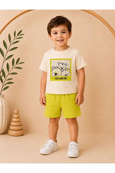 Organic Product DimpleBaby Teddy Bears Printed Shorts Baby Set 0-24 Months