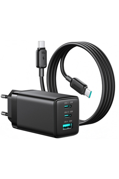 Joyroom Incarcator Retea Cu Cablu USB-C JR-TG10, 65W, 3.25A, 1 x USB-A - 2 x ...