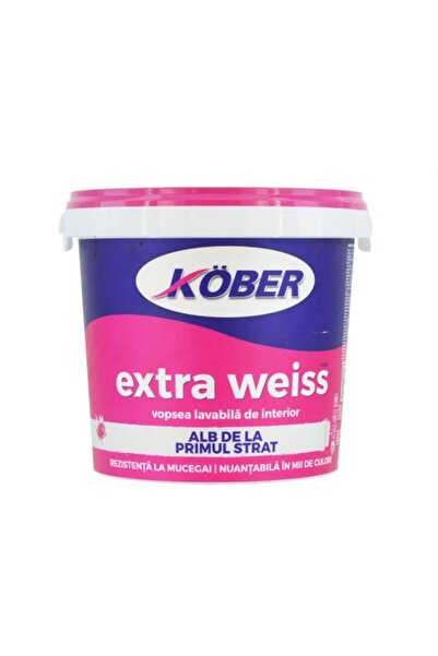 Kober Vopsea lavabilă pentru interior, alb extra, 8.5L, / V4220-P8.5L