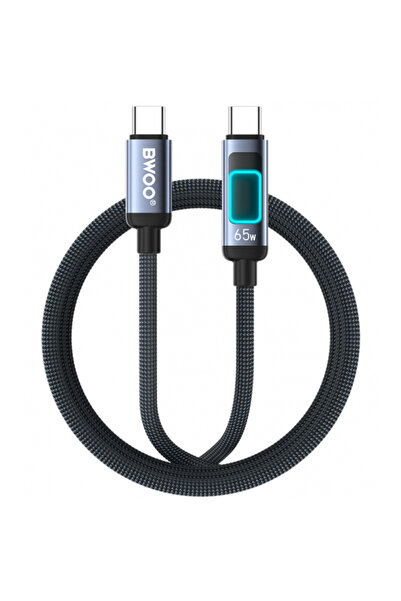 Bwoo Καλώδιο Δεδομένων και Φόρτισης USB-C - USB-C X324CC Display, 65W, 1μ, Μαύρο