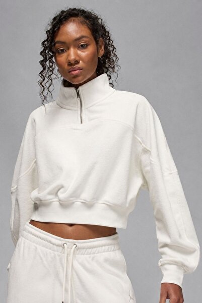 Nike Jordan Fleece Essential Γυναικείο Φούτερ με Φερμουάρ στο Τετάρτο και Όρθ...