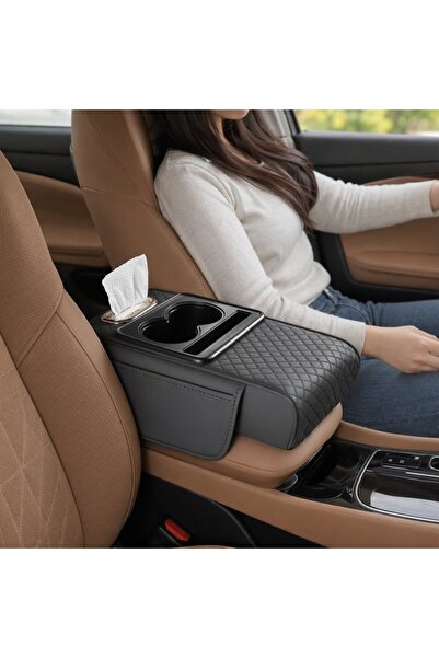 Generic 1 Leather Car Armrest Cover Console Cushion Anti Scratch Cup Holder S...