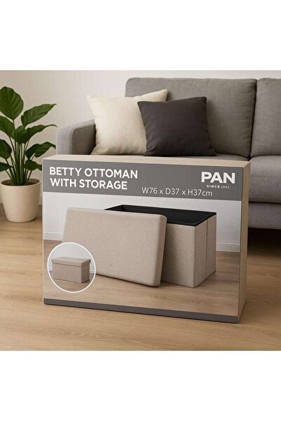 PAN HOME Betty Ottoman With Storage - Beige