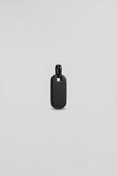 ablukaonline Unisex Oval Cornered Plate Steel Pendant Black