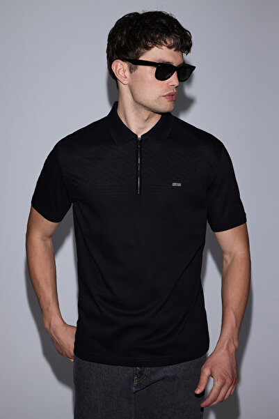 U.S. Polo Assn. Erkek Siyah Regular Fit Polo Yaka Tişört 50322425-VR046