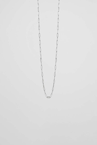 ablukaonline Unisex Oval Ring Steel Chain Necklace Silver