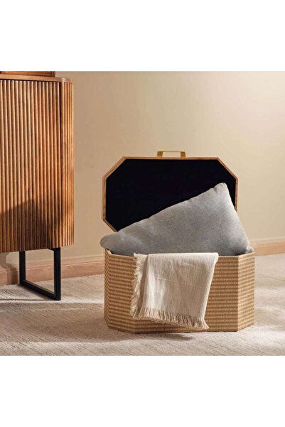 PAN HOME صندوق تخزين أيا مع مقبض 48x30x30 سم - بيج