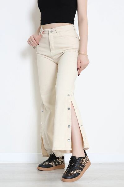 modi Paça Çıtçıtlı Palazzo Kot Pantolon Krem - 410390.2141.