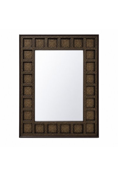 Ebticar Luxury Brown Wooden Frame Indian Embroidery Square Wall Mirror