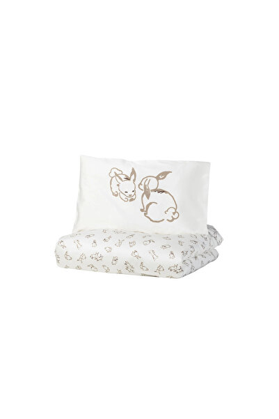 IKEA Rödhake Baby Bedding Set, White-Beige, 110X125/35X55 cm