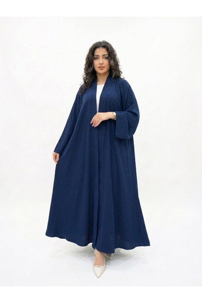 YOU ABAYA عباية ليان دبل كلوش ساده بقماش كريب كوري لون كحلي