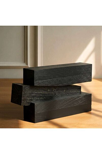 PAN HOME Zenith Wood Charred Equilibrium Sculpture 34x10x20cm - Black
