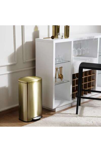 PAN HOME Primo Fingerprint Resistant Metal Pedal Bin 35x31.5xH60.2cm 30L - Gold