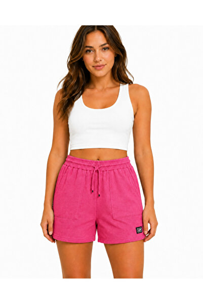 just wear zt Women's Wrinkled Textured Shorts, Elastic Waist Lace-Up Comforta...