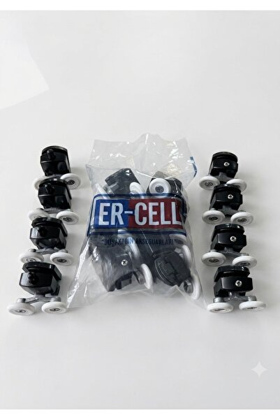 ER-CELL Duşakabin Tekeri 8 Adet (4 Adet Üst Cam-4 Adet Alt Cam) Siyah