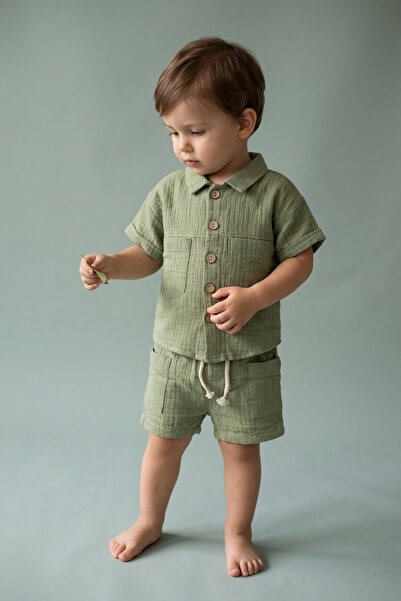 zumino Baby Boy Muslin Shirt Shorts Summer 2-Piece Set