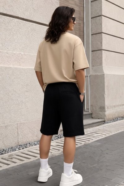 x-compass life Unisex Oversize Mountain Patterned Shorts Set – Minimal Streetwear Two-Piece Combination