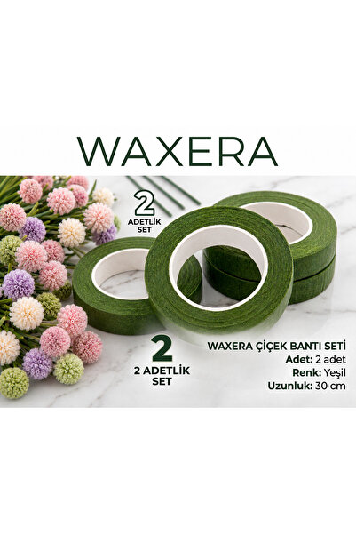 WAXERA Yeşil Çiçek Bandı 2’li Set – Şönil Tel ve Yapay Çiçek Yapımı İçin