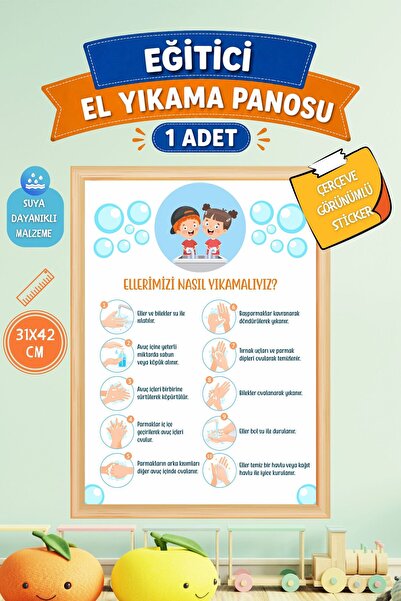 Sticker Ekspres El Yıkama Tablosu Eğitici Sticker Su Geçirmez Anaokul Okul Ba...