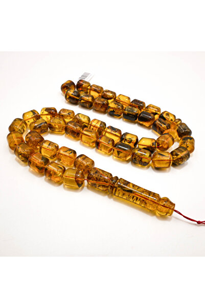 Generic Baltic Amber Rosary with Inclusions 45 Beads 10.5x13.5mm Barrel Cut P...