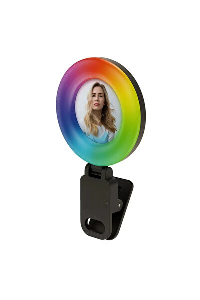 PLOKAMA U20 Pro LED+RGB Fill Light Clip-On Selfie Ring Light with 10 Brightne...