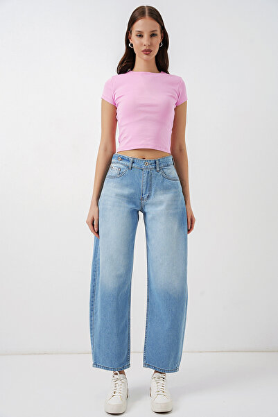 Merterium Women's High Waist Jeans 1516 - Light Blue